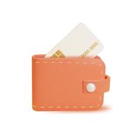 3d Wallet with Plastic Credit Card Plasticine Cartoon Style. Vector