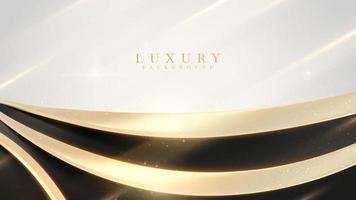 Luxury background and black overlap white elements with golden light effects decoration and bokeh. vector