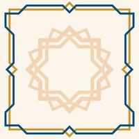 Arabic Islamic geometry frame with a pattern of 15 geometric angles, cream, gold and blue vector