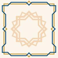 Arabic Islamic geometry frame with a pattern of 15 geometric angles, cream, gold and blue vector