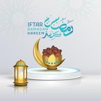 iftar Ramadán kareem saludo con caligráfico texto, 3d ilustración de fecha pags vector