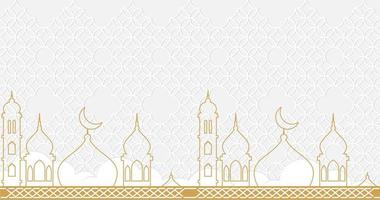 simple white background with line mosque and seamless pattern with islamic style for invitation, banner, hangtag, thank you card, and promotion product vector