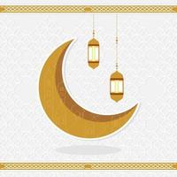 Simple Ramadan background design with mosque, moon, and lantern ornament with islamic style for invitation, greeting card, thank you card, and banner.eps vector