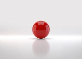 Red sphere with shadow. Ball. 3D render photo