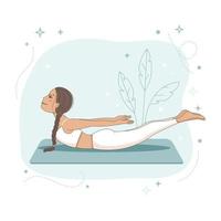 un linda niña haciendo yoga vector