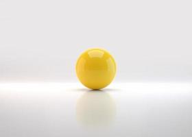 Yellow sphere with shadow. Ball. 3D render photo