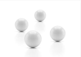 White sphere with shadow on white background. 3d render photo