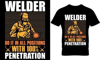 penetración. soldador camiseta diseño modelo. vector
