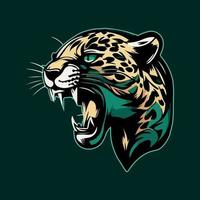 Jaguar head mascot esport logo vector illustration with isolated background