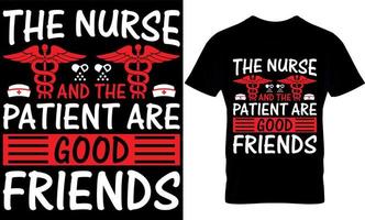 nurse Typography T shirt Design with editable vector graphic. the nurse and the patient are good friends