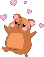 isolado ilustração fofa hamster filhote pulando a partir de felicidade e alegria kawaii chibi japonês estilo emoji personagem adesivo emoticon sorrir emoção mascote Projeto png