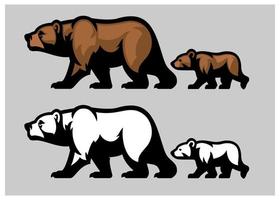 grizzly bear and her cubs vector