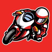 Cartoon style of sportbike racer cornering vector