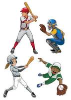 baseball players set vector