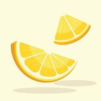 Quarter Sliced Lemon Vector Illustration. Fresh Yellow Lime Flat Design