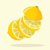 Sliced Lemon Vector Illustration. Fresh Yellow Lime Flat Design