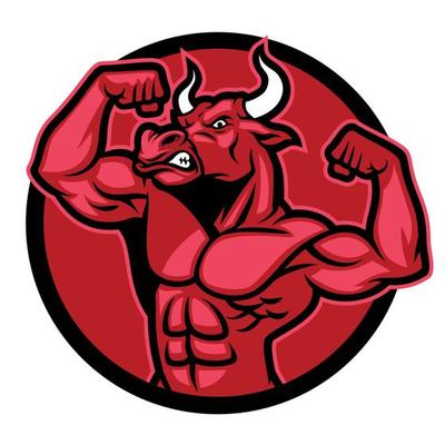 Bull bodybuilder pose and showing his muscular body