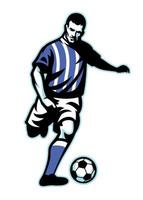 soccer player kick the ball vector