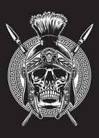 skull of roman warrior with spears crossed vector