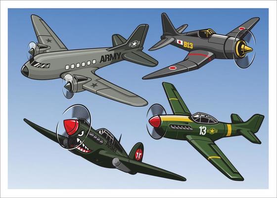 Collection of full color world war 2 military aircraft