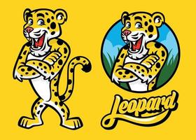 set of cartoon of leopard character vector