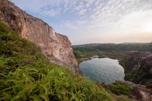 Green scenic view at lake photo