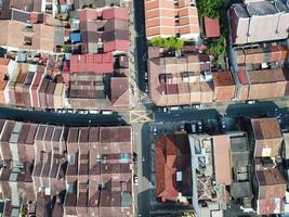 Aerial view no car at street during restriction movement photo