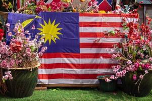 Malasia bandera con flor foto