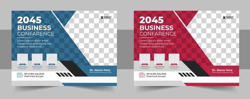 Corporate horizontal business conference flyer design vector