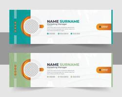 Corporate Modern Email Signature Design . Email signature template design with green color. business e signature vector