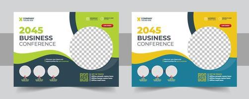 Corporate horizontal business conference flyer template vector