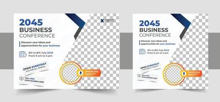 Corporate horizontal business conference flyer template vector