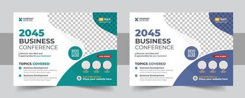 Corporate horizontal business conference flyer template vector