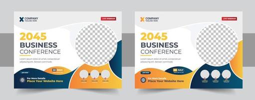 Corporate horizontal business conference flyer template, Annual corporate business workshop, meeting, training, business webinar flyer template vector