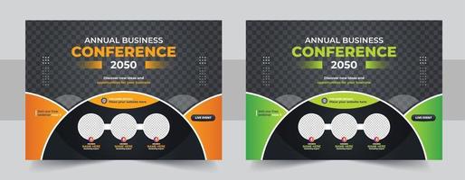 Corporate horizontal business conference flyer template, Annual corporate business workshop, meeting, training, business webinar flyer template vector