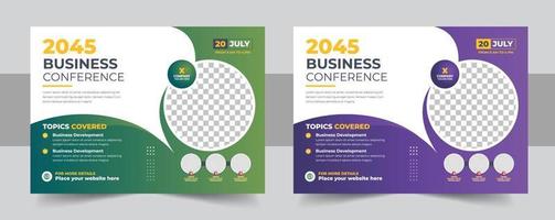 Corporate horizontal business conference flyer template vector