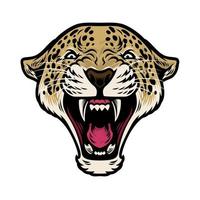 Roaring leopard head vector