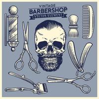 set of the barbershop and skull vector