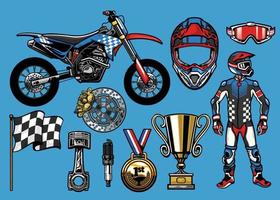 Supermoto concept set elements vector