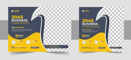 Corporate horizontal business conference flyer template vector