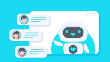 Auto reply system with intelligent robots provide information and help customers with problems vector