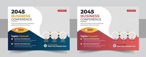 Corporate horizontal business conference flyer template, Annual corporate business workshop, meeting, training, business webinar flyer template vector