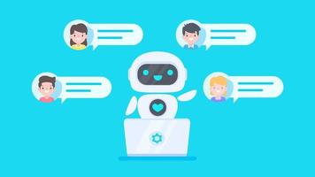 Auto reply system with intelligent robots provide information and help customers with problems vector