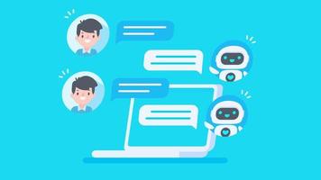 Auto reply system with intelligent robots provide information and help customers with problems vector