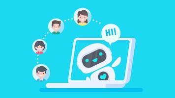 Auto reply system with intelligent robots provide information and help customers with problems vector