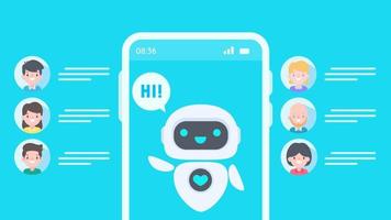 Auto reply system with intelligent robots provide information and help customers with problems vector