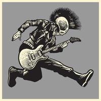 skull punk style guitarist vector