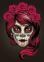 sugar skull lady vector