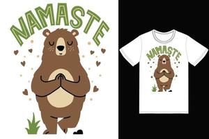 Cute bear yoga illustration with tshirt design premium vector