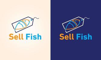 Selling Fish Logo Design With Tag vector